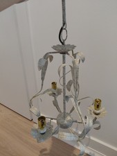 Shabby chic Chandelier Semi-Flush Curved Arm Ceiling Light Fitting Cream /gold