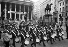 Royal Marine band marching past equestrian statue of Duke of Welli- Old Photo