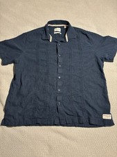 Scotch  Soda Amsterdam Short Sleeve Button Shirt Men's Size XL Blue Linen Blend
