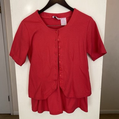 Rare Vintage Perry Sport 2 Piece Set Button Top & Skirt Womens Small Pink Coral