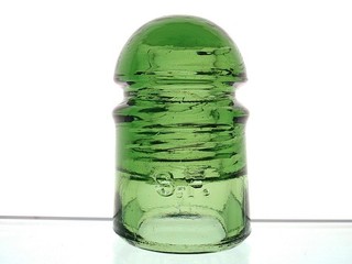 SUPERB RICH YELLOW GREEN S.F. Glass Telephone Pony Insulator