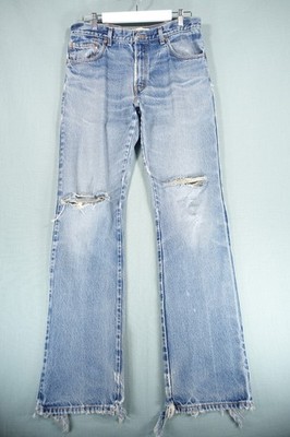 Vintage Levis 517 Jeans Herren W34 L36 Blau Baumwolle Bootcut Distressed Risse Denim Hose