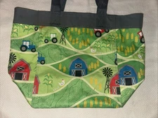Thirty One Two Farm Pattern Large & Small Collapsible Utility Storage Tote