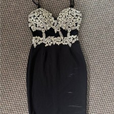 Elegant Black and gold Lace Dress