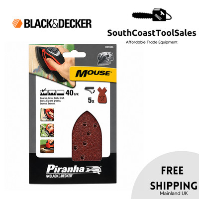 5 x Black & Decker 40g grobe Maus Detail Schleifblätter KA250K KA260GTK