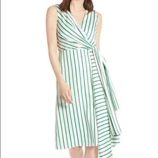 Halogen Nautical Beach Draped Faux Wrap Asymmetrical Dress XL Green Cascading