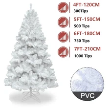 5/6/7ft White Artificial Christmas Tree Bushy Xmas Tree 1000 Branch Tips w/Stand