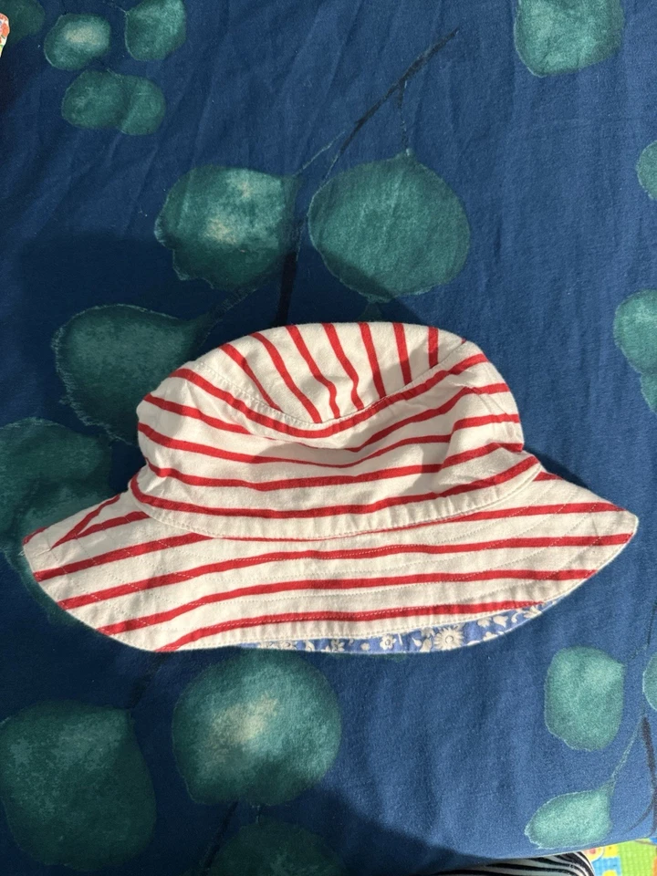 Nuevo Sin Etiqueta Mini Boden Estampado Reversible Algodón Suave Sombrero Sol Niña Mediano Foto 2 de 3