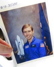 Photo NASA transparence positive 4 x 5" vintage '78 astronaute Brewster SHAW