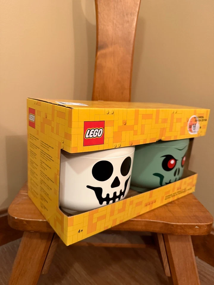 LEGO Halloween Special Edition Storage Head 2 Piece Set Zombie Skeleton SMALL - Image 2 of 4