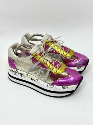 Premiata Beth Sneakers Platform Pink Transparent Women s Size 38