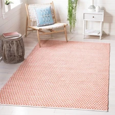 Boston Collection Area Rug - 4' Square, Orange, Handmade Flat Weave Cotton, I...