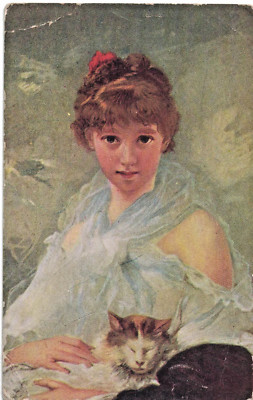 Early 1900s Postcard Study Of Young Lady Charles  oshua Chaplin Continental Art