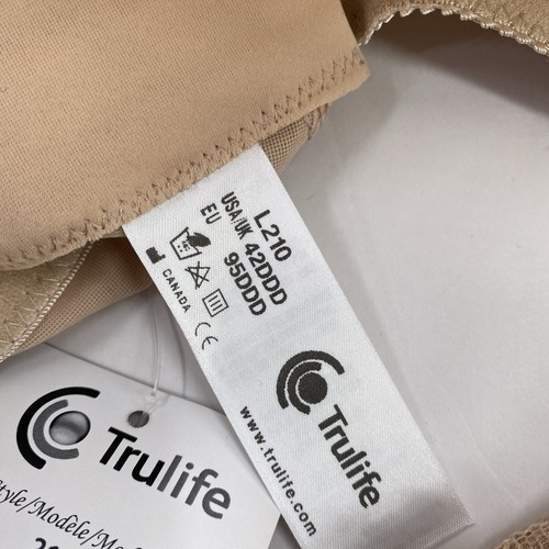 42DDD Trulife Coolmax Masectomy Bras Latte Beige Pockets WireFree Lace Style 210 - Picture 10 of 13