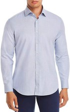  128 New Mens Dylan Gray Houndstooth-Pattern Blue Classic Fit Button Up Shirt L