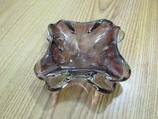 Art Glass Cigar Cigarette Ash Tray Purple 