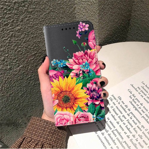 Flower Patterned Wallet Case For iPhone 16e 15 14 Pro Max 13 12 11 Leather Cover - Picture 3 of 54