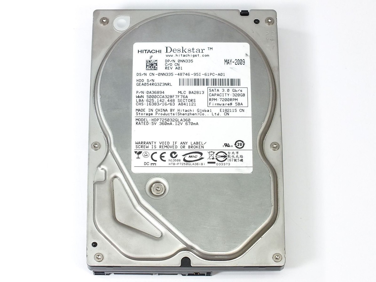 外付けハードディスク・ドライブ Hitachi Deskstar 320GB HDD SATA Hitachi 0A36894 320GB 3.5