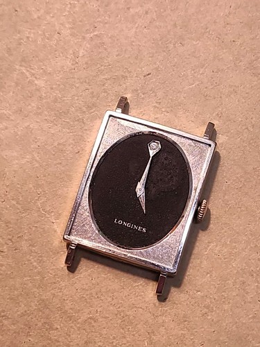 Vintage Longines 10K White GF Case Matte Black Diamond Dial Running Wristwatch - Picture 8 of 8