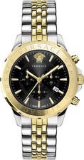 Versace VEV602223 Signature Chronograph black gold silver Steel Men's Watch NEW
