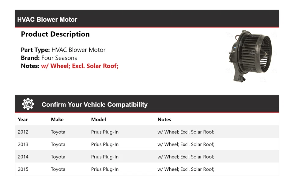 Motor soplador de climatización enchufable para Toyota Prius 2012-2015 4 estaciones 2013 2014 Foto 2 de 4
