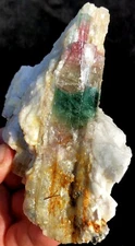 328g Natural Watermelon Color Tourmaline Crystal Ice Transparent Specimen ia4674