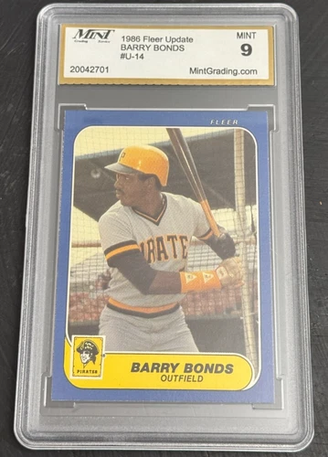 1986 Fleer Update - Barry Bonds #U-14 (RC) Mint Graded 9 Pittsburg Pirates HR