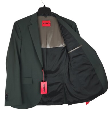 Hugo Boss Men's Modern-Fit Super Flex Virgin Wool Suit Jacket Dark