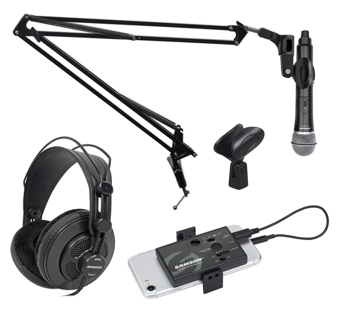 Samson Go Mic Wireless ASMR Recording Streaming Kit w/Microphone+Boom+Headphones eBay