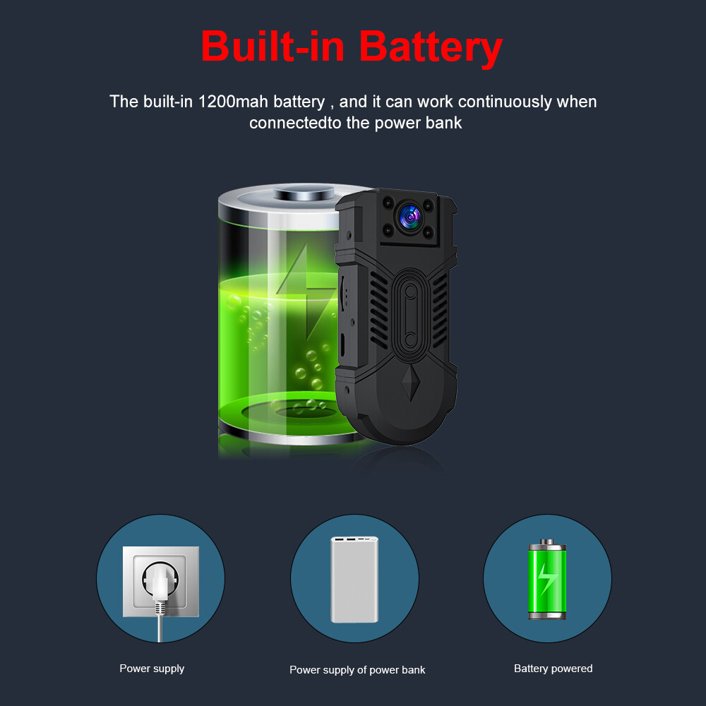 Wifi Body Camera 1080P HD 180° Rotatable Lens Infrared Sports Recorder