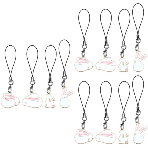 4Pcs Delicate Adorable Rabbit Rabbit Pendant Phone Charm Mobile Phone Decor