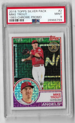 Mike Trout 2018 Topps Silver Pack 1983 Chrome Promo #2 Mojo Refractor PSA 9