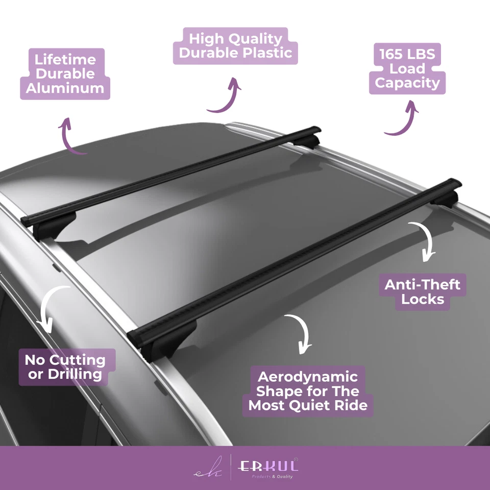 Поперечные дуги багажника на крышу ERKUL для Mitsubishi Outlander Sport 2011-2026 - черные - Изображение 2 из 4