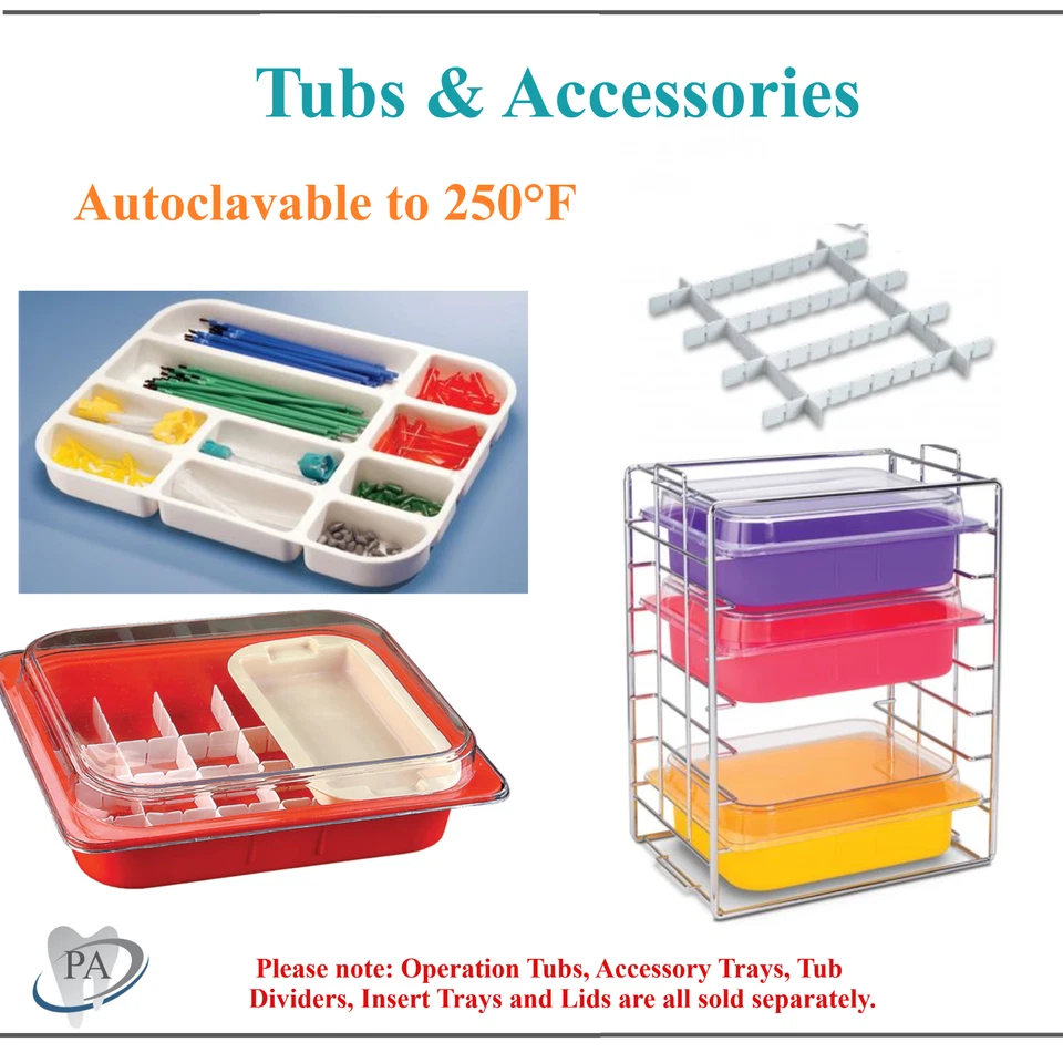 PA DENTAL Dental Procedure Tub Accesories, Dental Tub Rack, Insert Tray, Autoclavable 250F