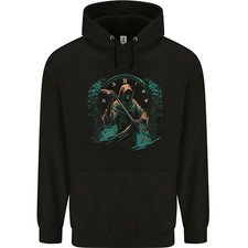 Image of Grim Reaper Time Skull Death Gothic Mens 80% Cotton Hoodie