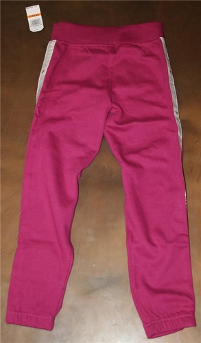 NAUTICA Girls Sweatpants Small 7 Raspberry Metallic Logo Stripe NEW Pink Jogger - Picture 2 of 5