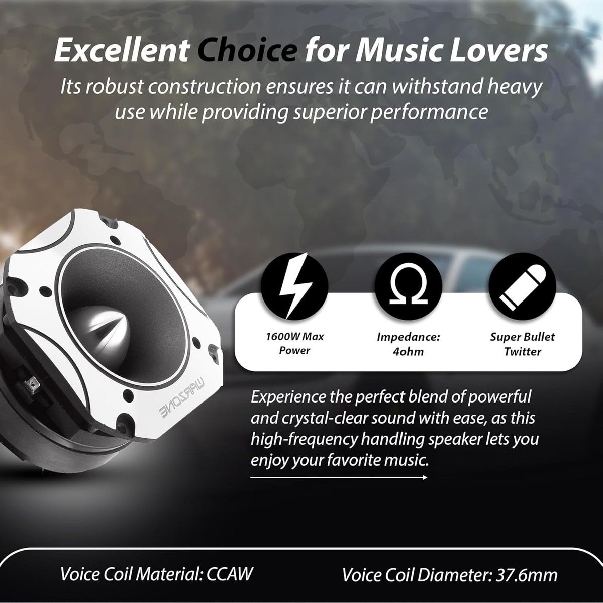 WARZONE 4.02-Inch Super Tweeter , 4 Ohm, 1600W Max, 105dB