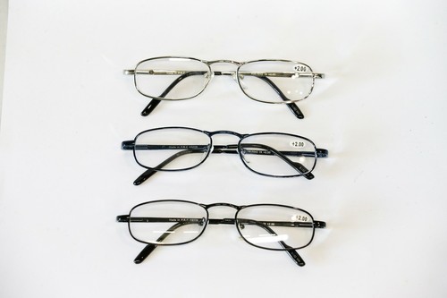 OCCHIALI DA LETTURA METALLO UOMO DONNA +2.00 PER PRESBIOPIA argento blu  nero | eBay