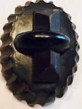 Victorian Bog oak Pin Carved Detail 1 1/2" Oval Clasp Needs Replacing