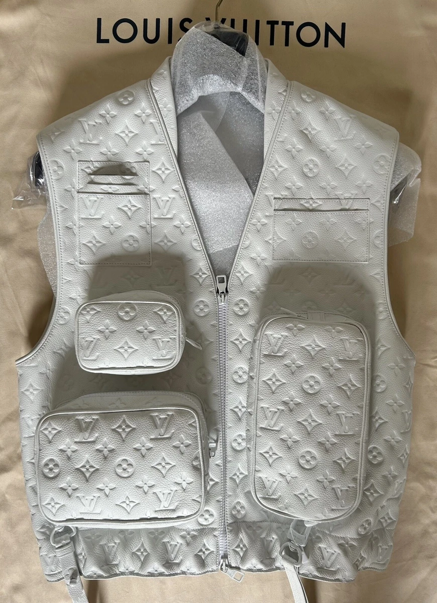 Mens white shop utility vest