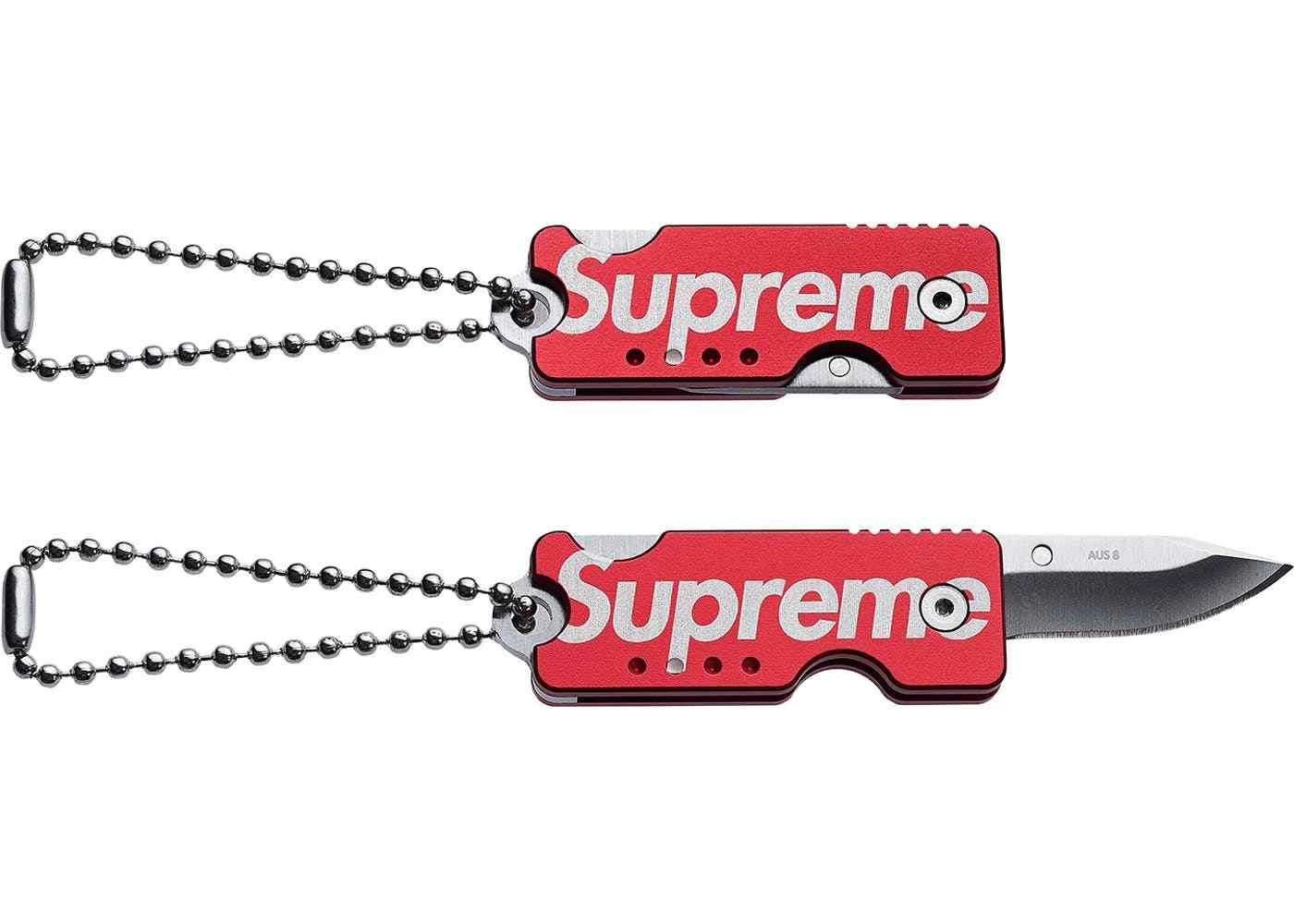 NEUF NEUF DANS SA BOÎTE COUTEAU DE TRANSPORT SUPREME QUIET FW17 BOÎTE ROUGE LOGO BOGO SCELLÉ À LA MAIN