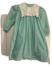 Vintage Peaches And Cream Girls Mint Green Corduroy Dress Size 5