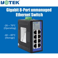 1000M Industrial 8 Port Ethernet Switch Gigabit Network Unmanaged Auto MDI/MDI-X