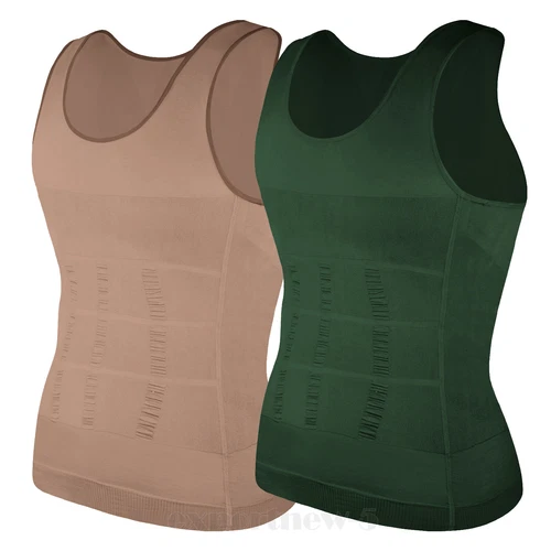 Herren Abnehmen Body Shaper Weste Gürtel Bauch Brust Kompression T-Shirt Tank Top - Bild 40 von 49
