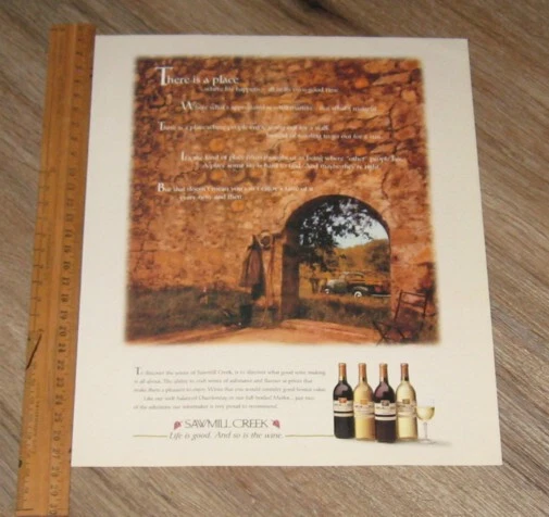 Sawmill Creek AD Wine original ONE magazine clipping page PHOTO