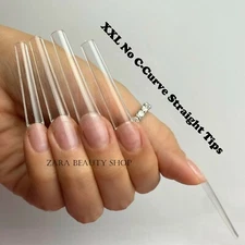 XXL, XXXL No C Curve Coffin, Square, Stiletto Acrylic Nail Tips Fast Shipping