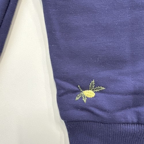 Gloria Vanderbilt embroidered Navy Blue Womens Floral Sweatshirt NEW LARGE Flowe - Picture 3 of 15