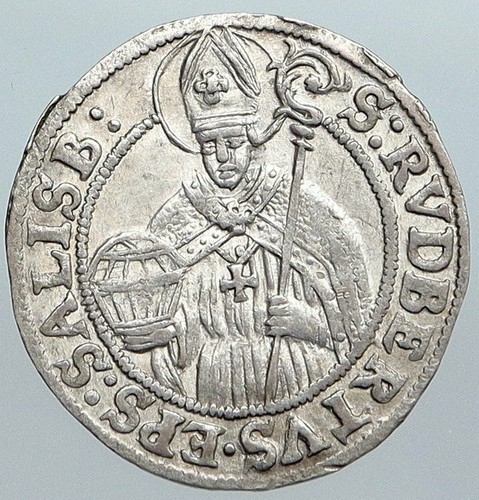 1680 AUSTRIA Salzburg Prince Max Kuenburg SAINT RUPERT Silver 3Krzer Coin i89043 - 第 1/3 張圖片