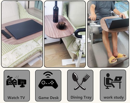 Auxiliary Standing Tray Table, 360° Height Adjustable Rotating TV Laptop Table - Picture 22 of 22