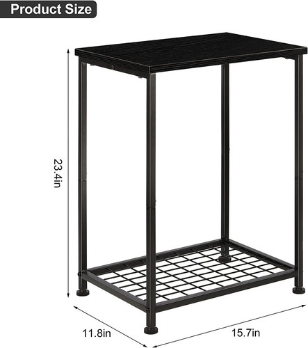 2PCS Nightstands Small Bedside Desk with Storage Shelf for Bedroom Living Room - Picture 2 of 8